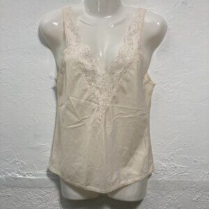 Vintage Farr West Cream Cami Sleeveless Lace Camisole Slip Tank Y2K Lingerie S